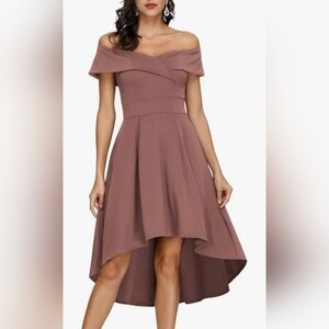 Women's Elegant Mauve Off-the-Shoulder Formal Dress (XL)